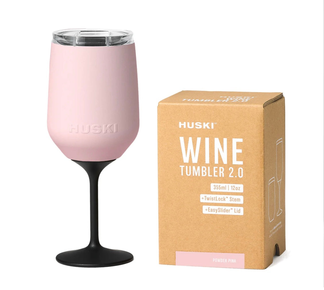 HUSKI WINE TUMBLER- Twist &amp; Lock Stem - Powder Pink