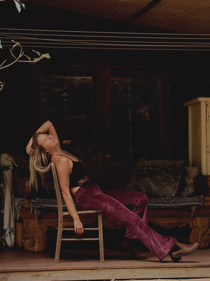 BAMBOO VELOUR FLARES - Wine