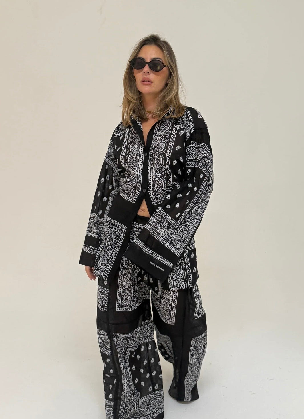 BANDANA WIDE LEG PANT BLACK