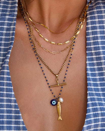 LUCKY FISH CHARM NECKLACE - BLUEBERRY
