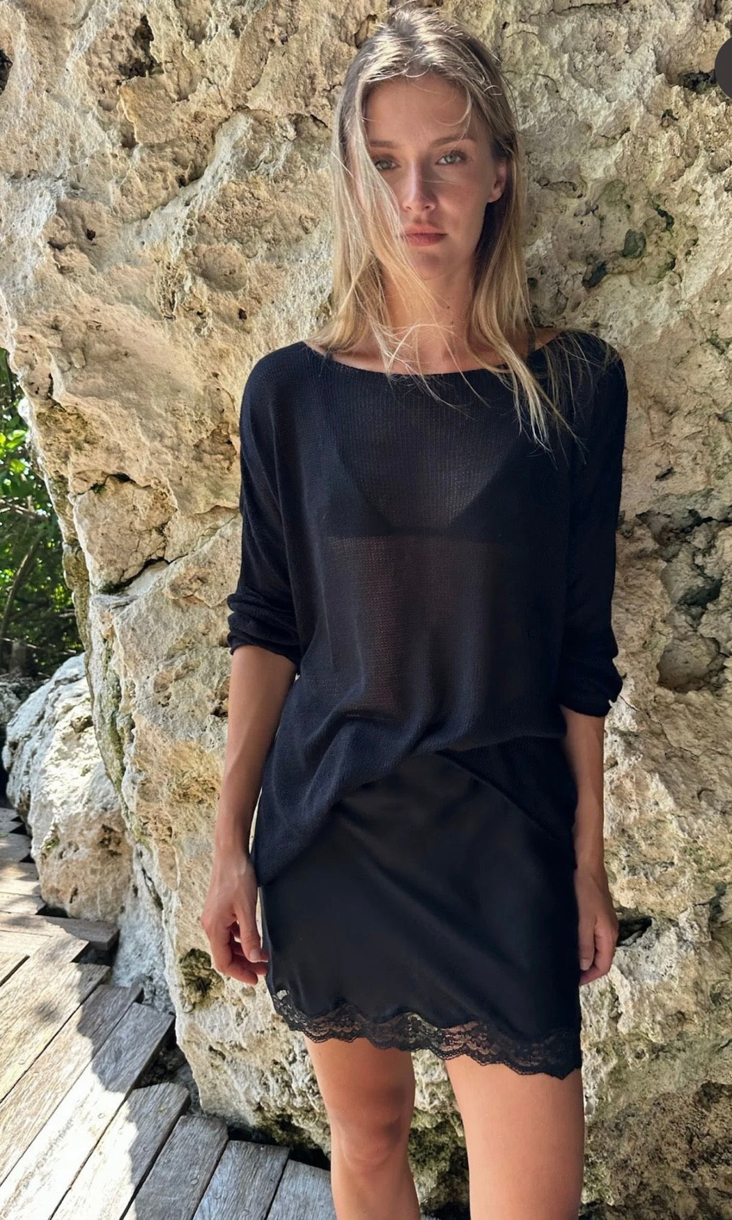 OPALINE KNIT TOP - BLACK