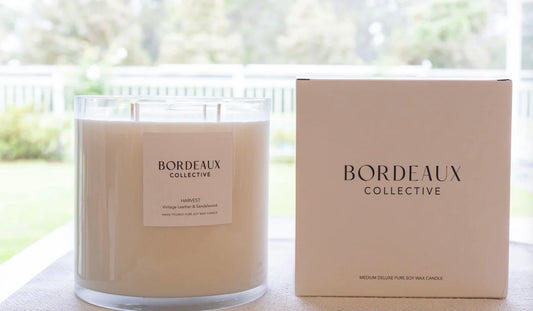 HARVEST- Vintage Leather & Sandalwood Medium Deluxe Candle