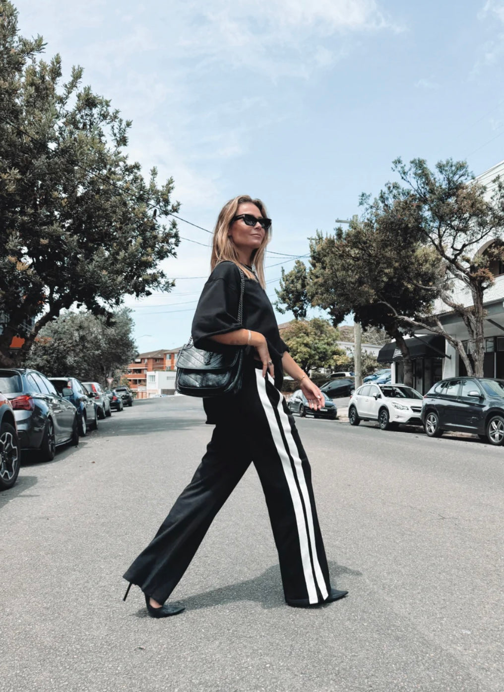 THE MARLEY PANTS - Black with White Stripe