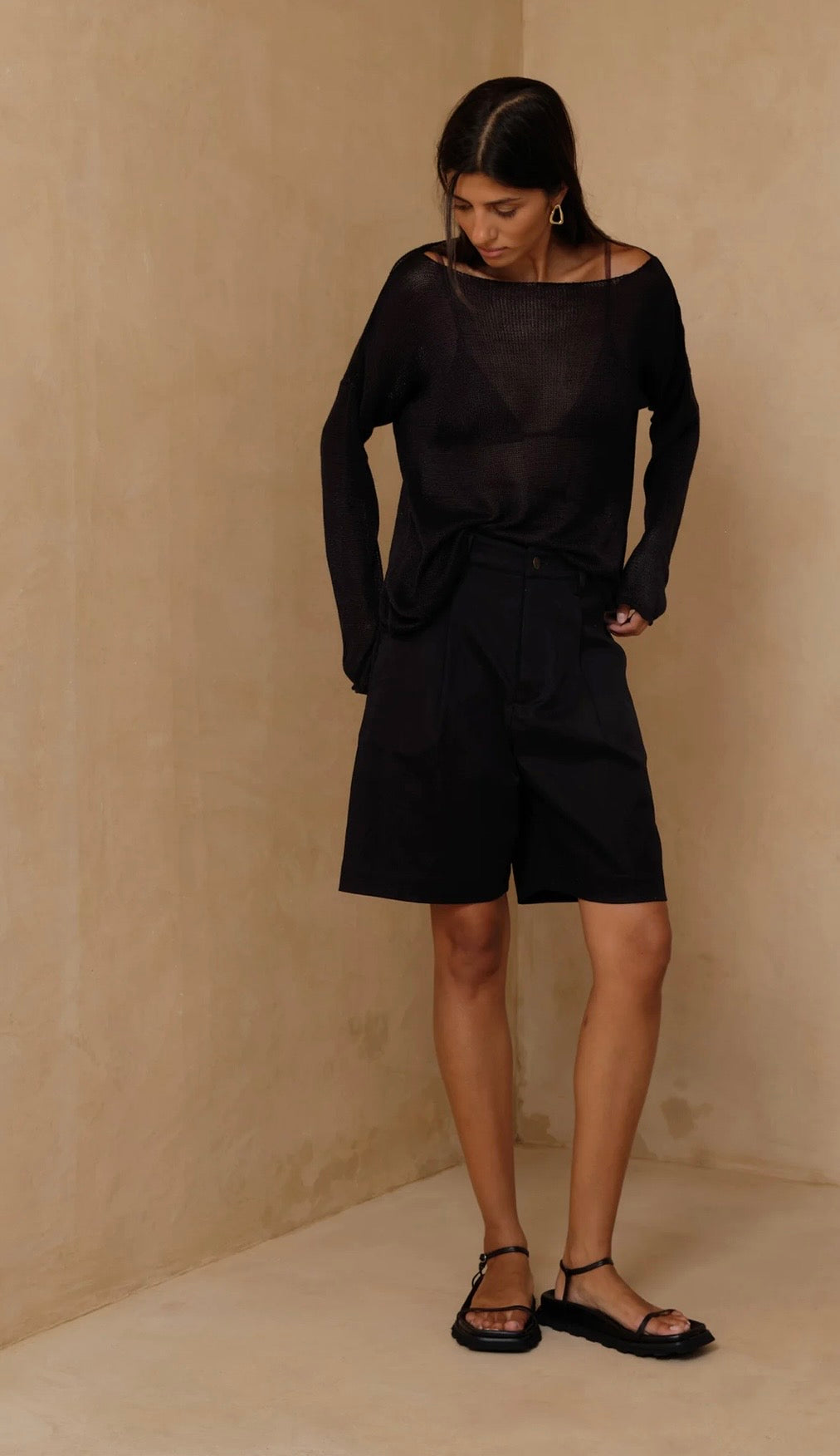OPALINE KNIT TOP - BLACK