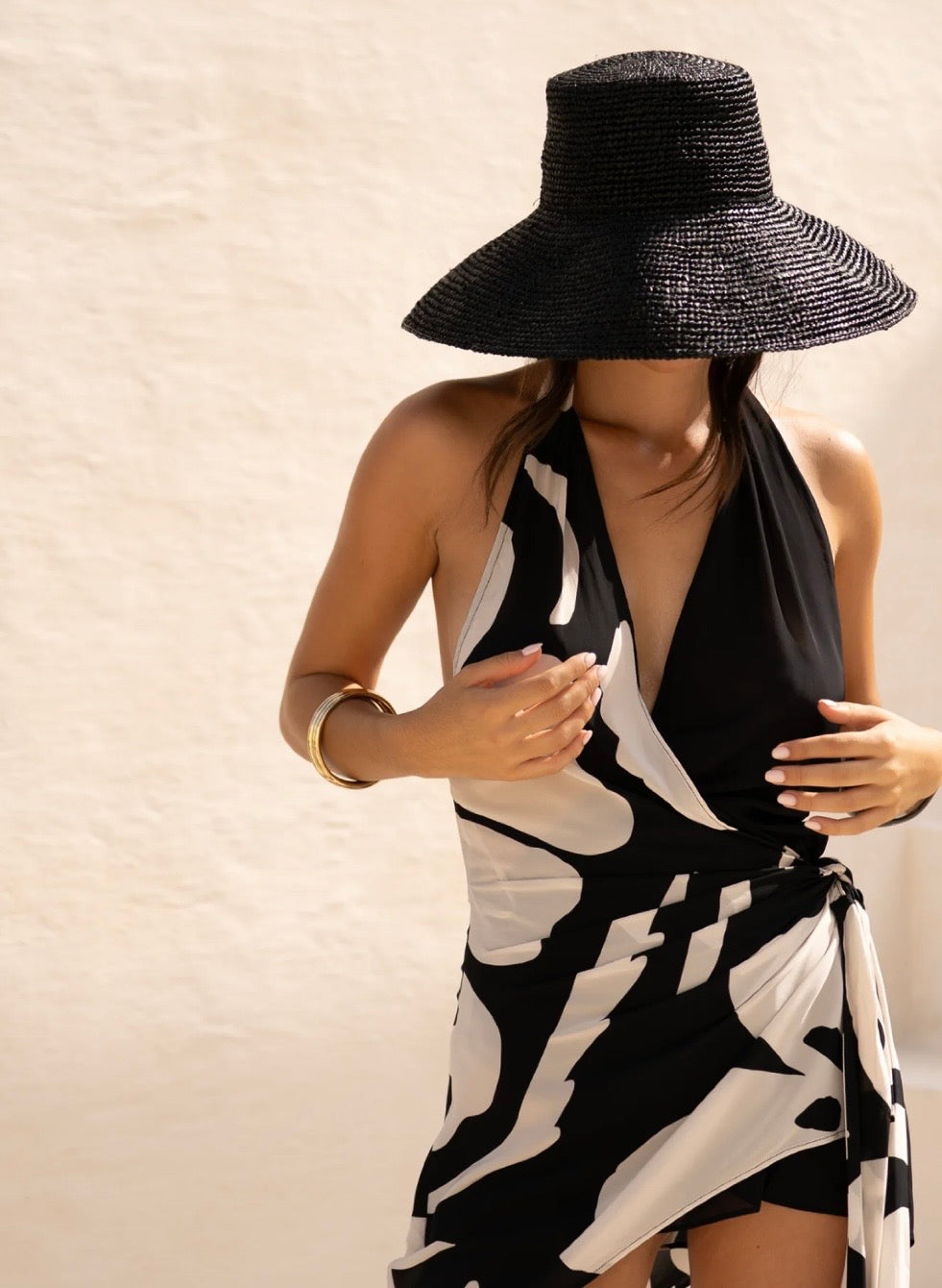RAFFIA BUCKET HAT NOIR