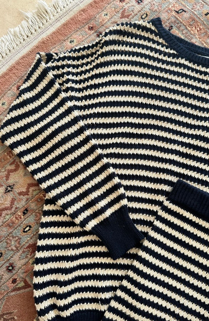 VALENTINA STRIPE KNIT TOP NAVY