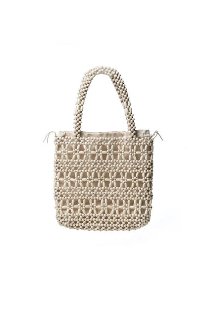 FLOWER BEADED BAG - CREAM