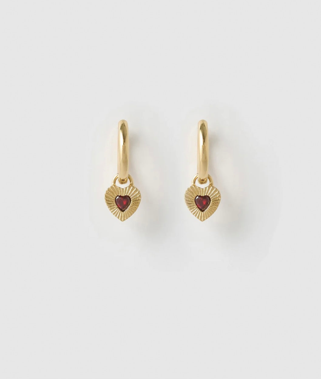 RUBY HEART EARRINGS - RED