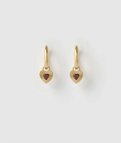 RUBY HEART EARRINGS - RED