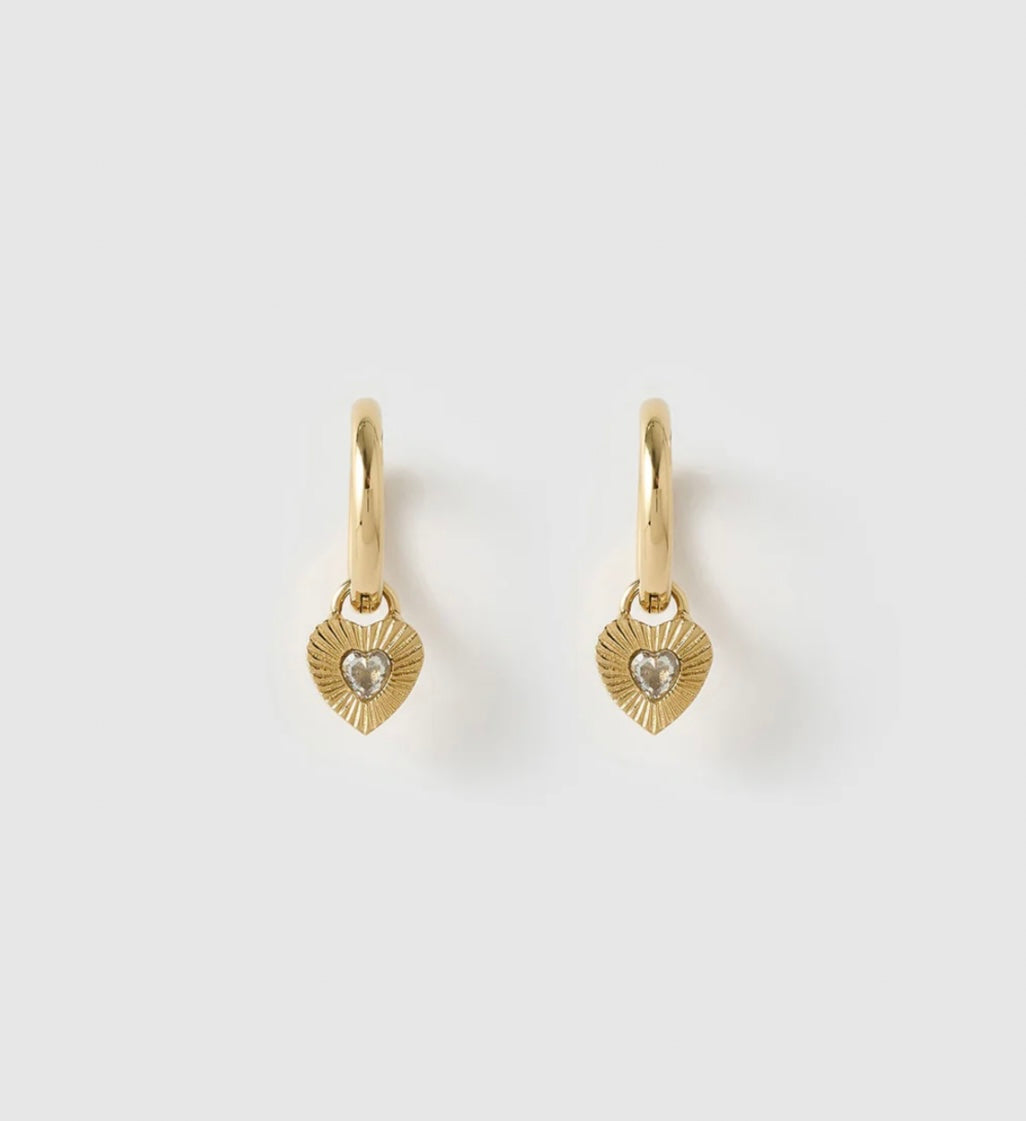RUBY HEART EARRINGS - STONE