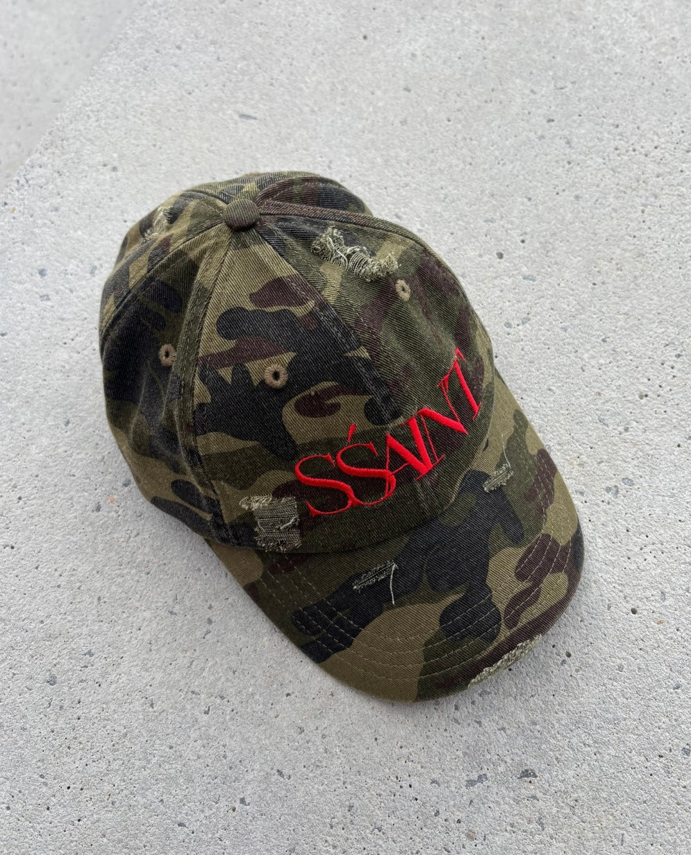 SSAINT CAMO DAD CAP - CHERRY