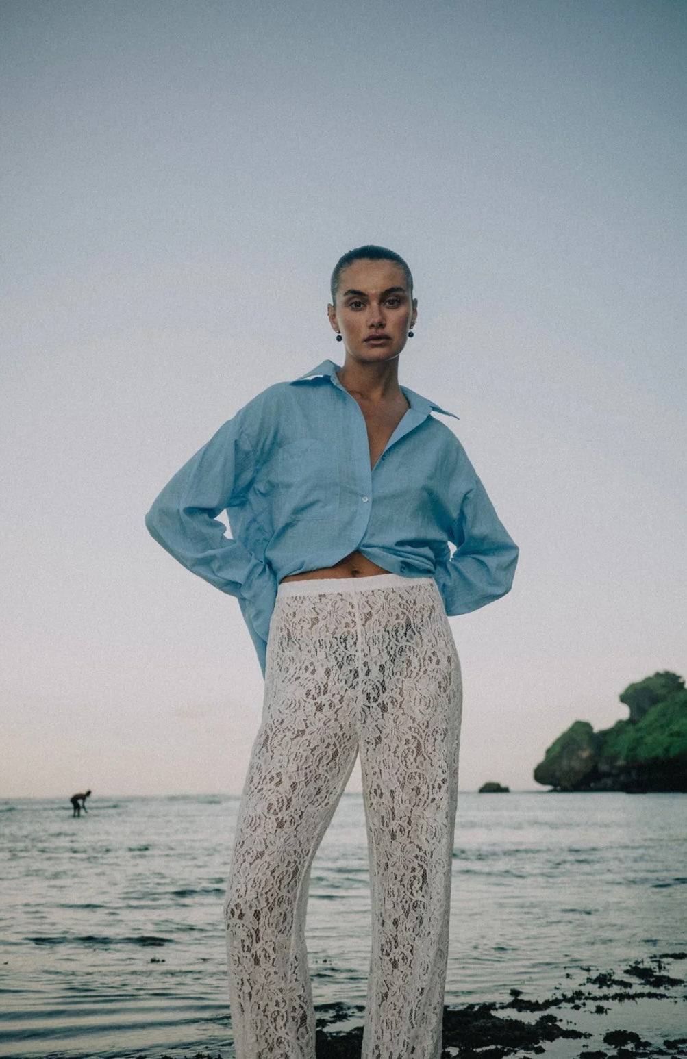 SHILOH LACE PANTS - White