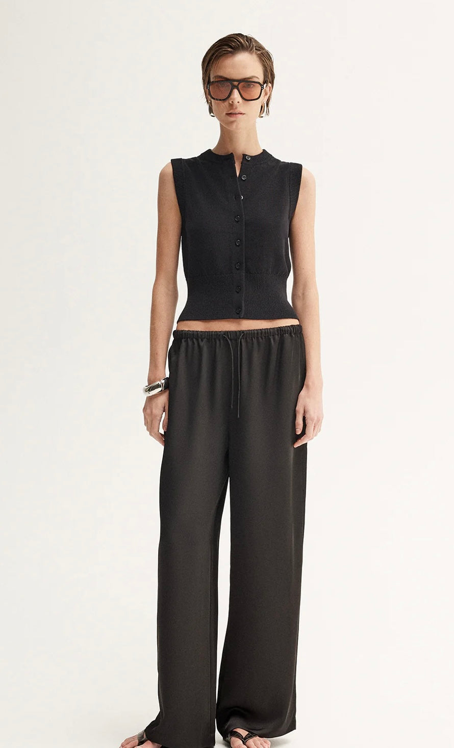CLYDE KNIT VEST TOP - BLACK