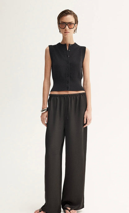 CLYDE KNIT VEST TOP - BLACK