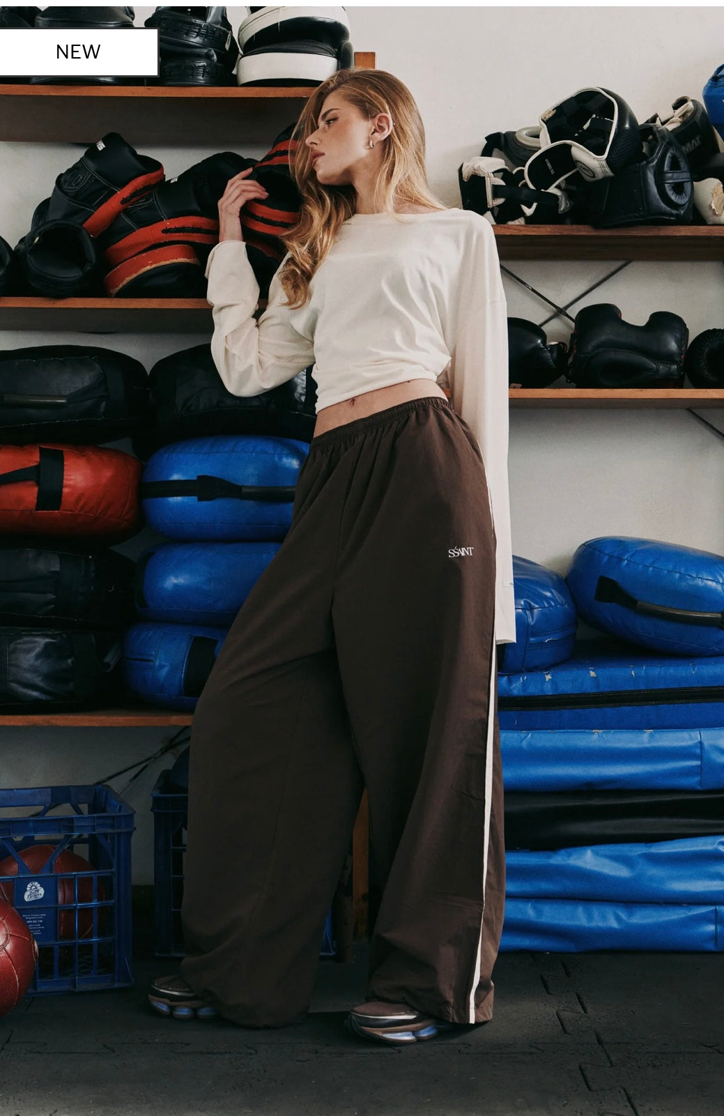 FIGHT NIGHT WINDBREAKER PANT - BROWN / CREAM