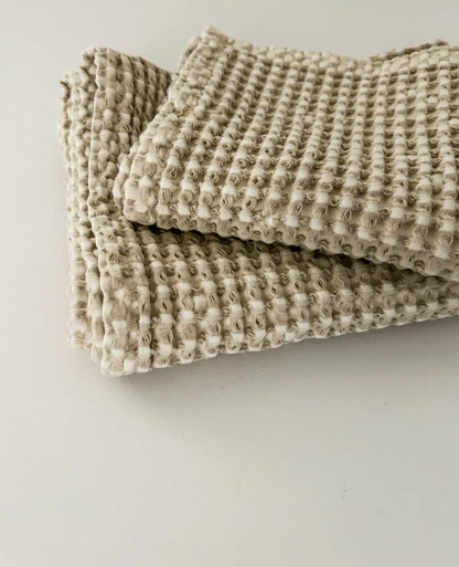 100% ORGANIC COTTON RUSTIC WAFFLE FACE WASHER - NATURAL