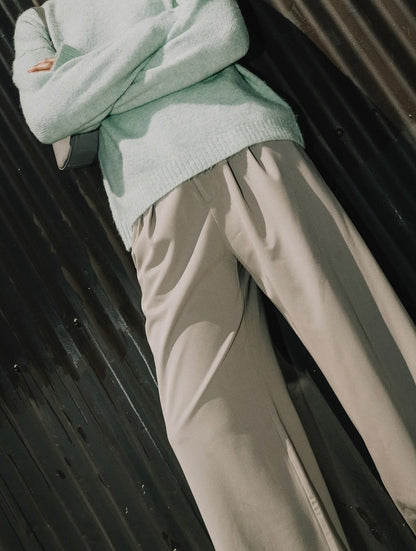 OLIVIA WIDE LEG PANT - Oyster Grey