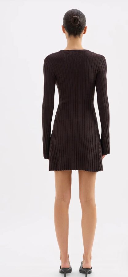 ASTRID KNIT MINI DRESS - ESPRESSO