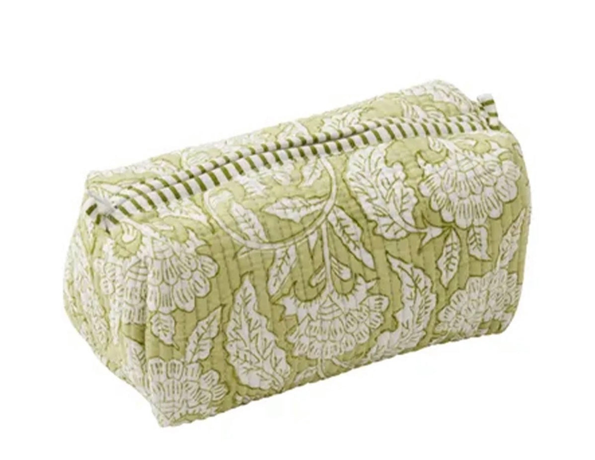 LALITA COTTON COSMETIC BAG 20x8x8cm GREEN - SMALL