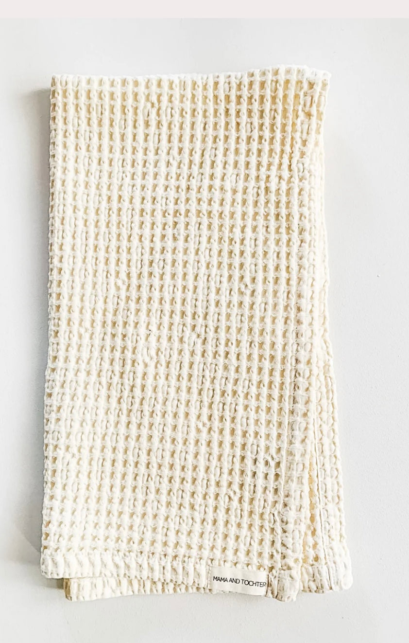 100% ORGANIC RUSTIC WAFFLE TEA TOWEL - Cream