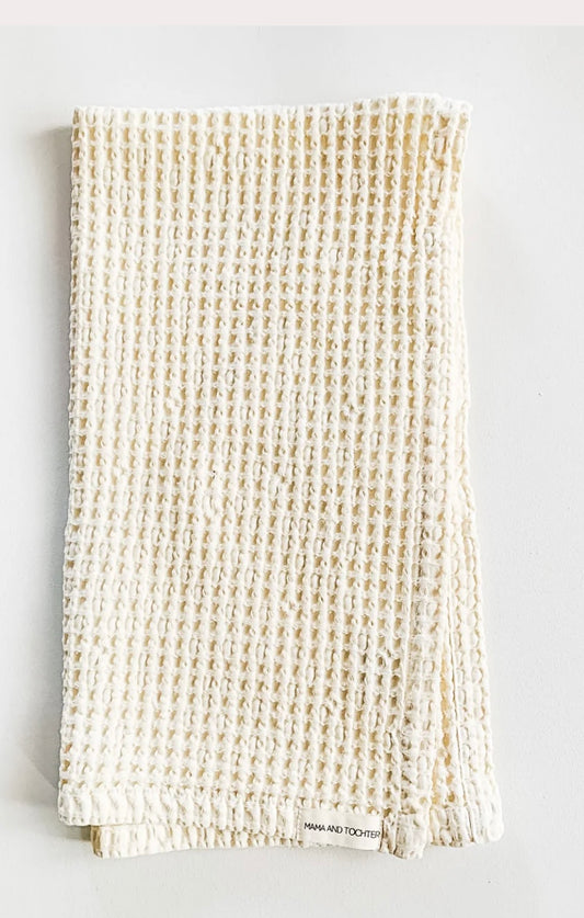 100% ORGANIC RUSTIC WAFFLE TEA TOWEL - Cream