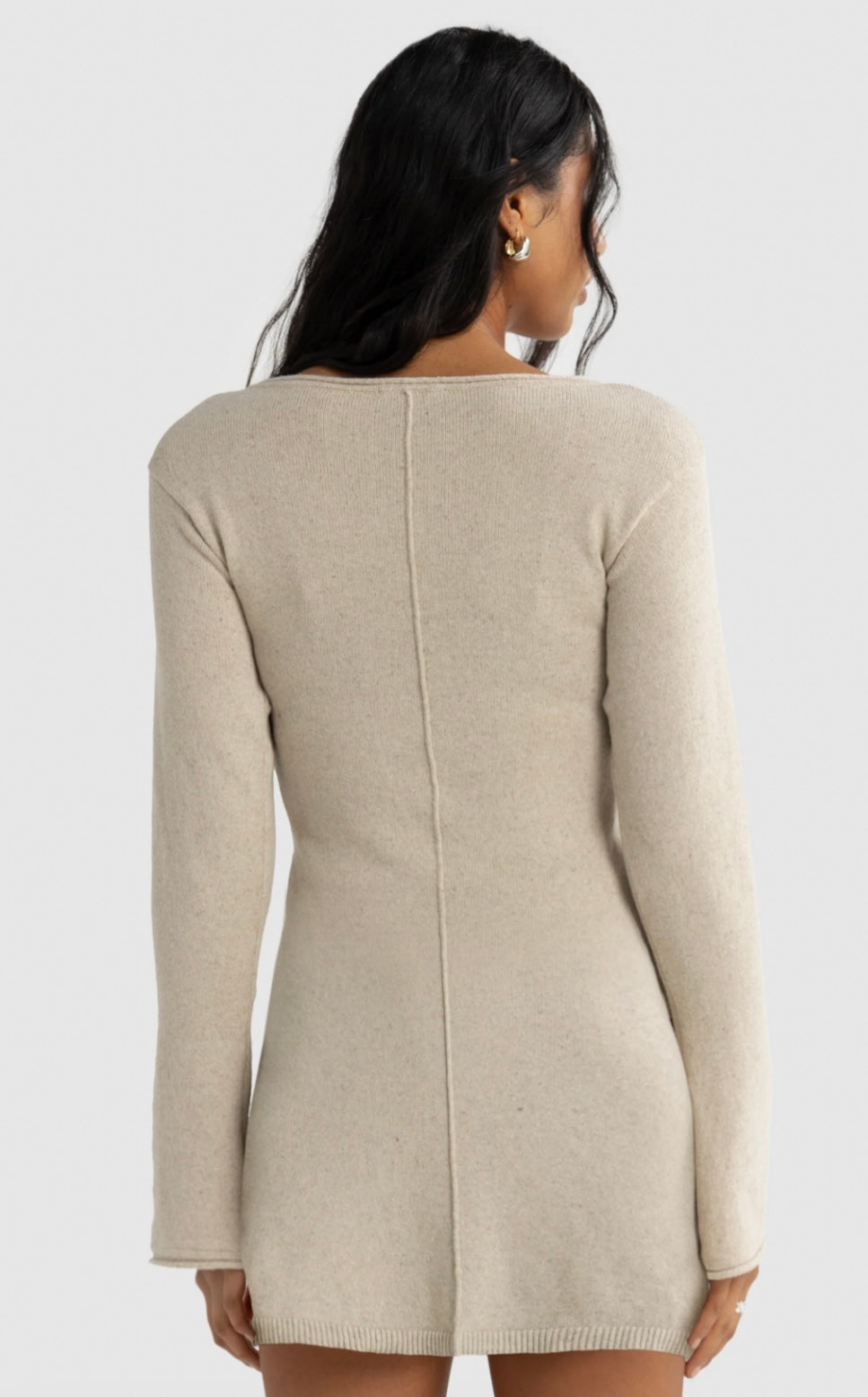 HOLLY KNIT MINI DRESS - Natural