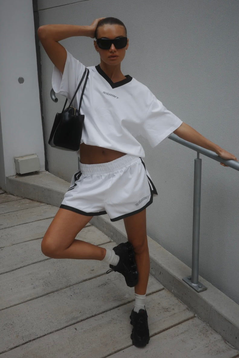 REFLECTIVE V NECK TEE WHITE