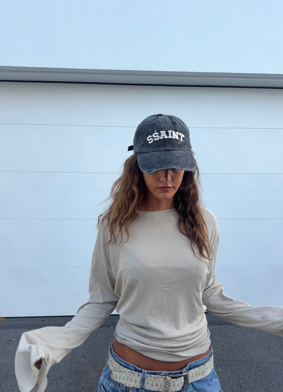 SSAINT LOGO CAP - BLACK &amp; CREAM ACID WASH