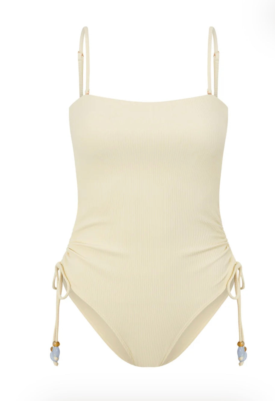 RUCHED SIDE TIE ONE PIECE- Butter