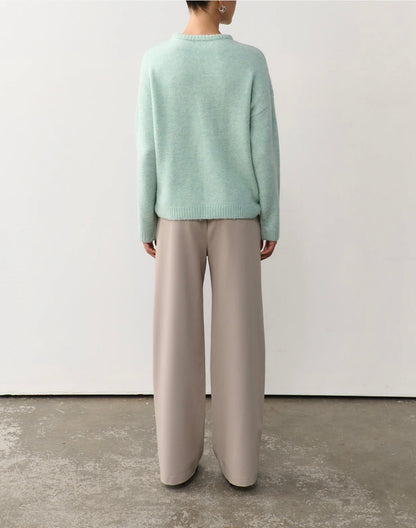 OLIVIA WIDE LEG PANT - Oyster Grey