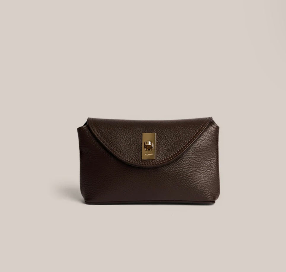 SLOANE MINI Dark Chocolate Leather Cross Body Clutch