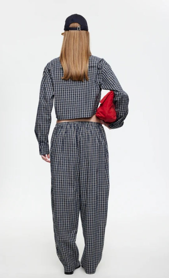 AURA PANT - NAVY LEMON PLAID