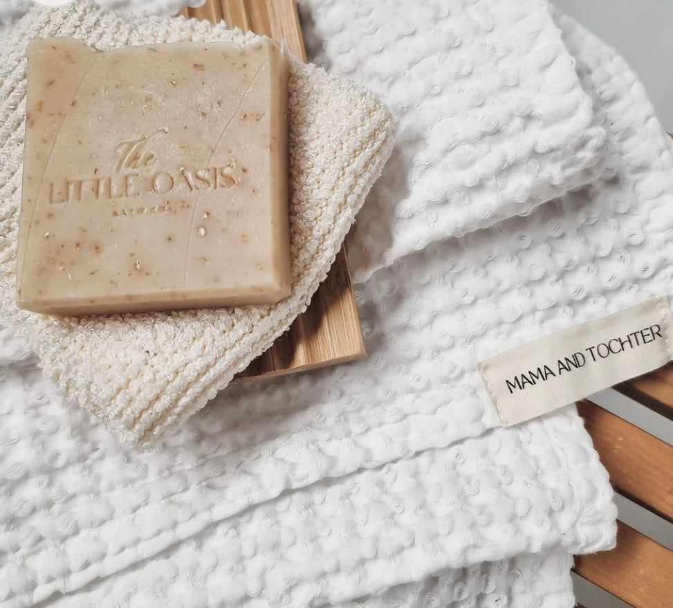 100% ORGANIC COTTON RUSTIC WAFFLE FACE CLOTH - White