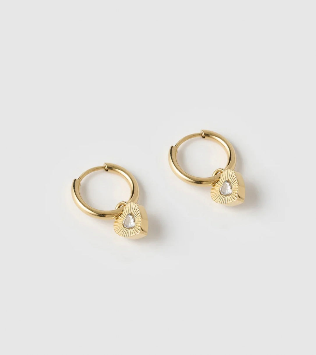 RUBY HEART EARRINGS - STONE