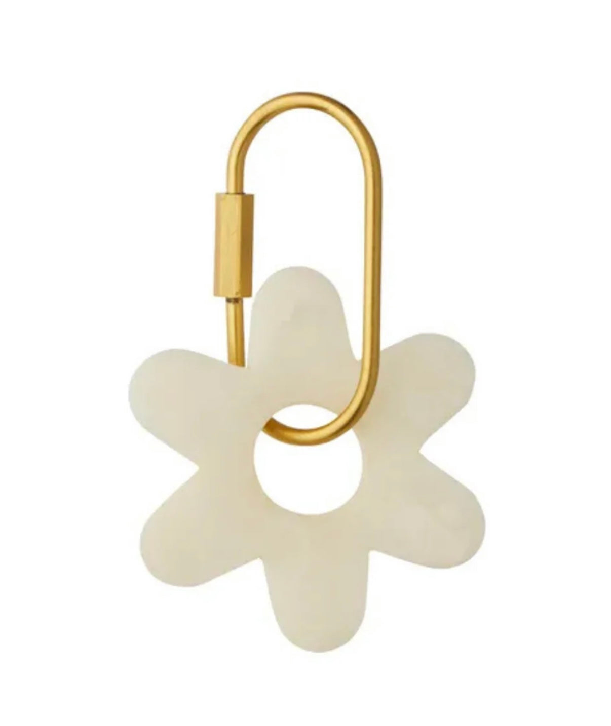 KIP RESIN FLOWER KEY RING 7cm IVORY