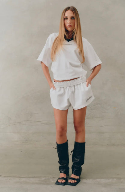 REFLECTIVE LOGO SHORTS: WHITE