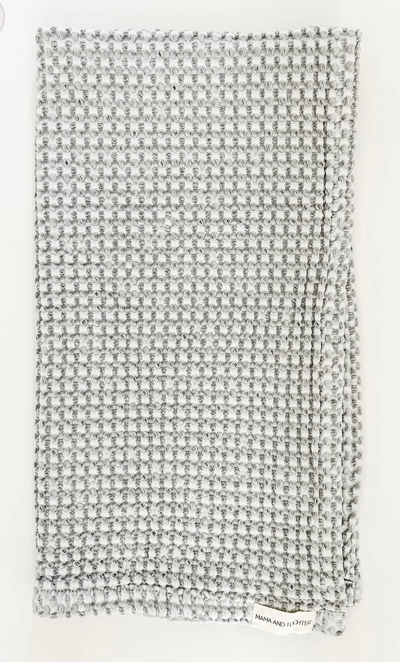 100% ORGANIC COTTON RUSTIC WAFFLE TEA TOWEL EXTRA LARGE - LIGHT GREY