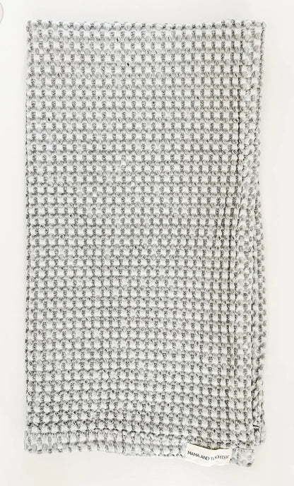 100% ORGANIC COTTON RUSTIC WAFFLE TEA TOWEL EXTRA LARGE - LIGHT GREY