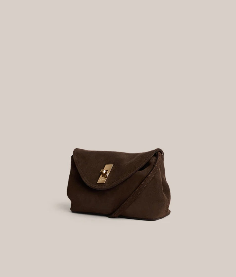 SUEDE CROSS BODY CLUTCH - Chocolate Suede