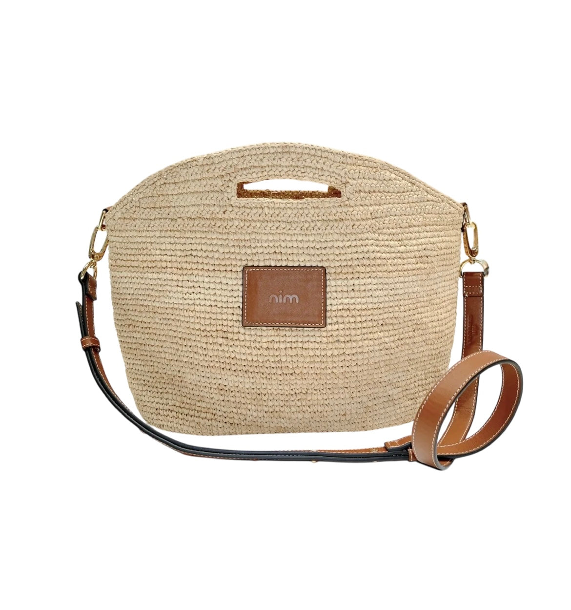 LEATHER TRIM RAFFIA BB