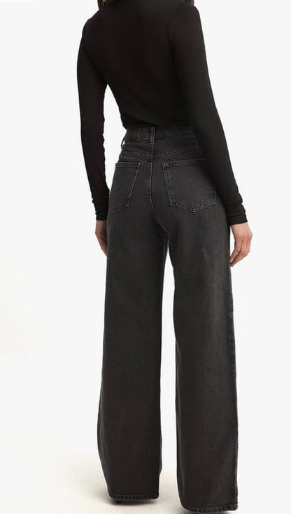 WIDE HIGH WAIST JEANS - Dark Grey