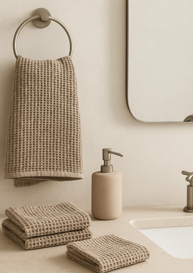 100% ORGANIC COTTON RUSTIC WAFFLE FACE WASHER - NATURAL