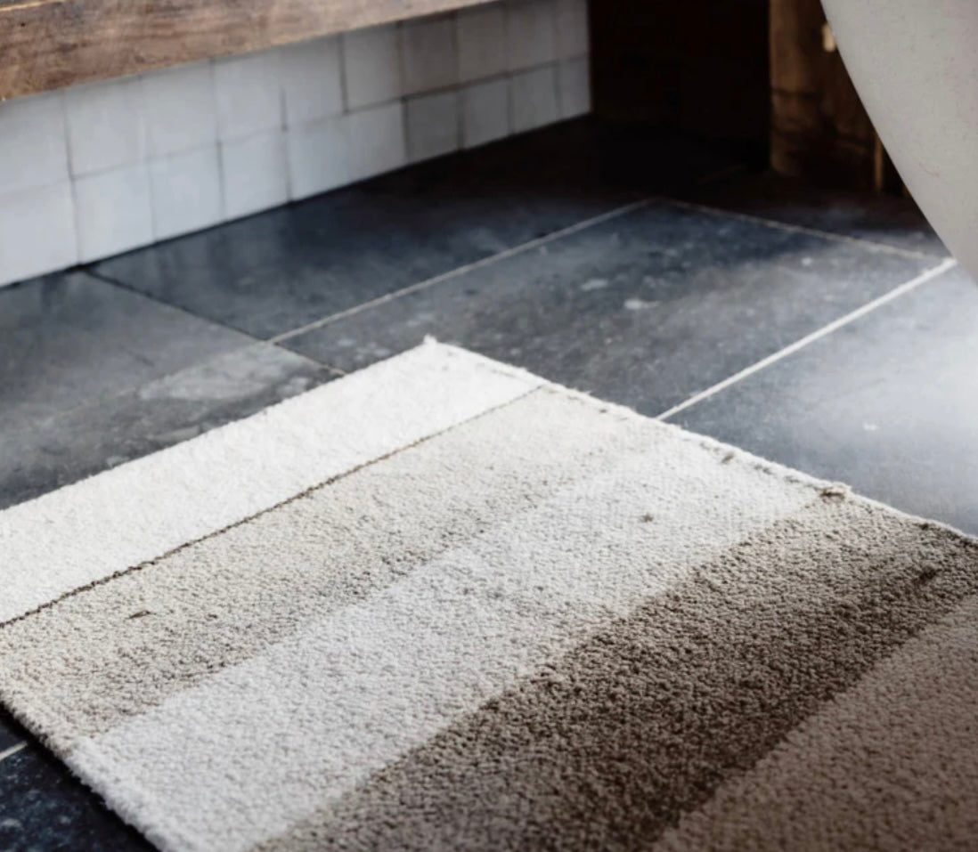 RETREAT LINEN BATHMAT - NATURAL/ IVORY/BLACK 50x90cm