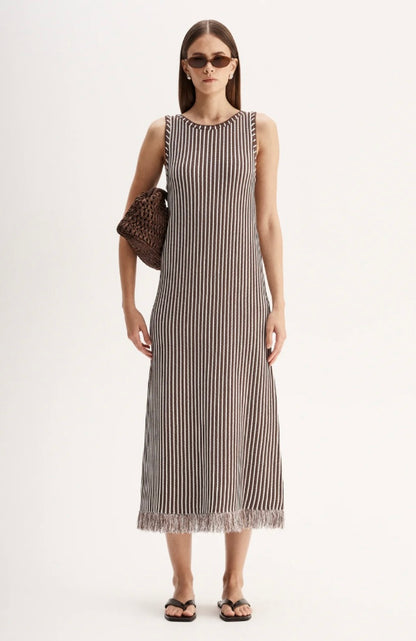 ALESSANDRA MAXI DRESS Chocolate Stripe