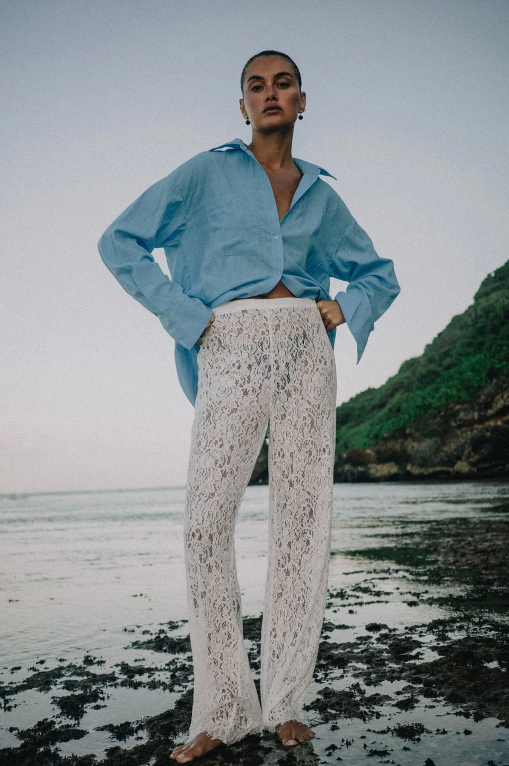 SHILOH LACE PANTS - White