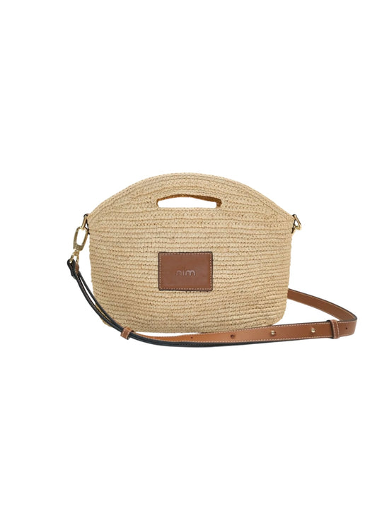 LEATHER TRIM RAFFIA MINI