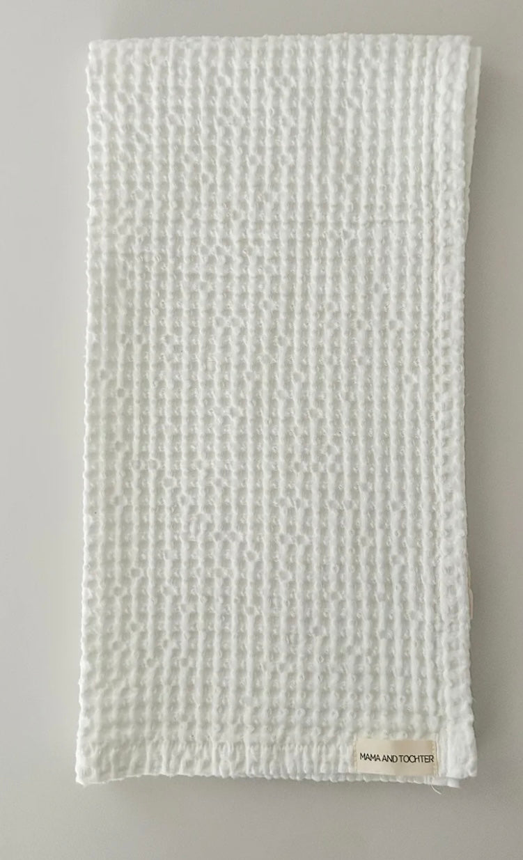 100% ORGANIC COTTON RUSTIC WAFFLE TEA TOWEL EXTRA LARGE - WHITE