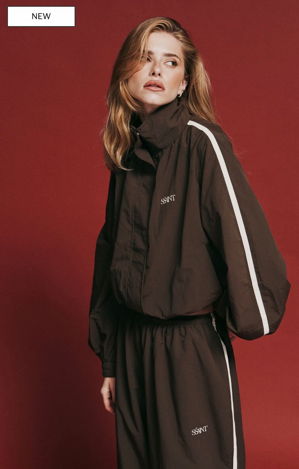 FIGHT NIGHT ZIP WINDBREAKER- BROWN / CREAM