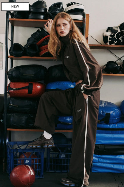 FIGHT NIGHT WINDBREAKER PANT - BROWN / CREAM