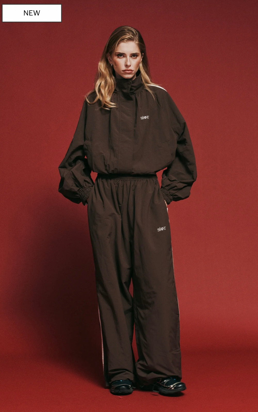 FIGHT NIGHT WINDBREAKER PANT - BROWN / CREAM